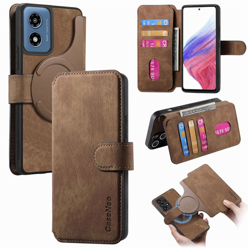 Moto G Play 2024 CaseNeo MagSafe RFID Anti-theft Retro Leather Phone Case - Brown